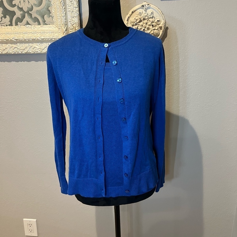 Chadwick’s blue cardigan set